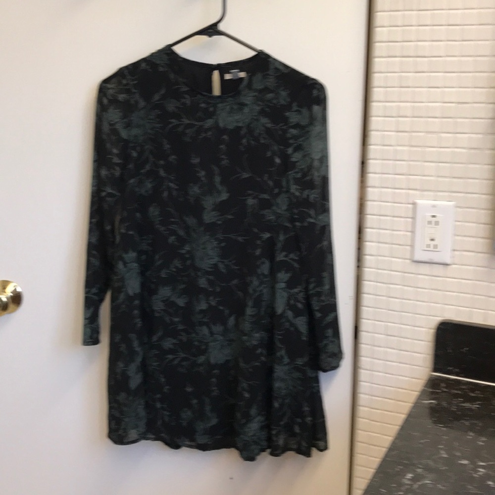 Black tunic with green flower print